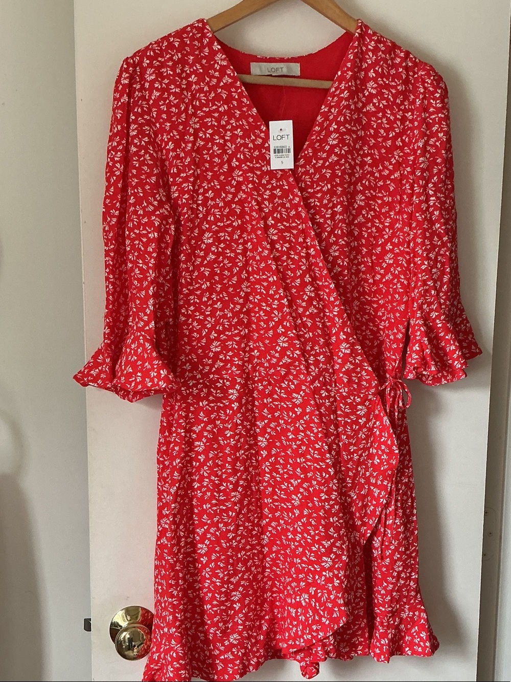 LOFT Red Floral Wrap Dress with shorts